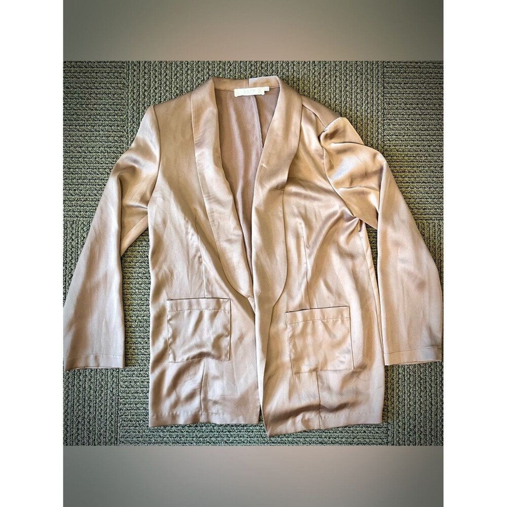 ASTR Brown Satin Shawl Collar Blazer with Pockets